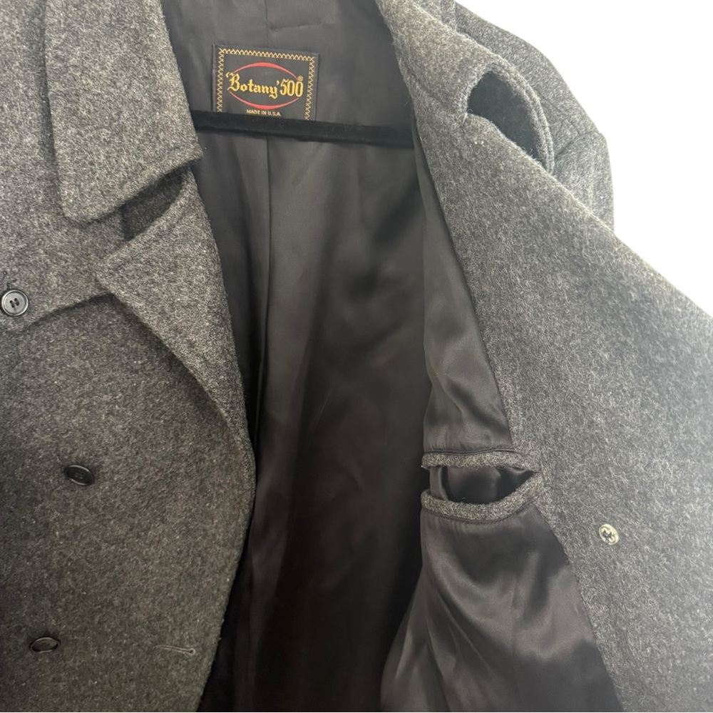 Botany 500 Long Wool Trench Coat Mens 42 Lined Belted Double Breasted Vintage - Picture 7 of 9